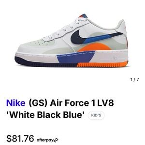 Nike Air Force 1 LV8 Kids' Sneakers - White, Black, Blue, and Orange
